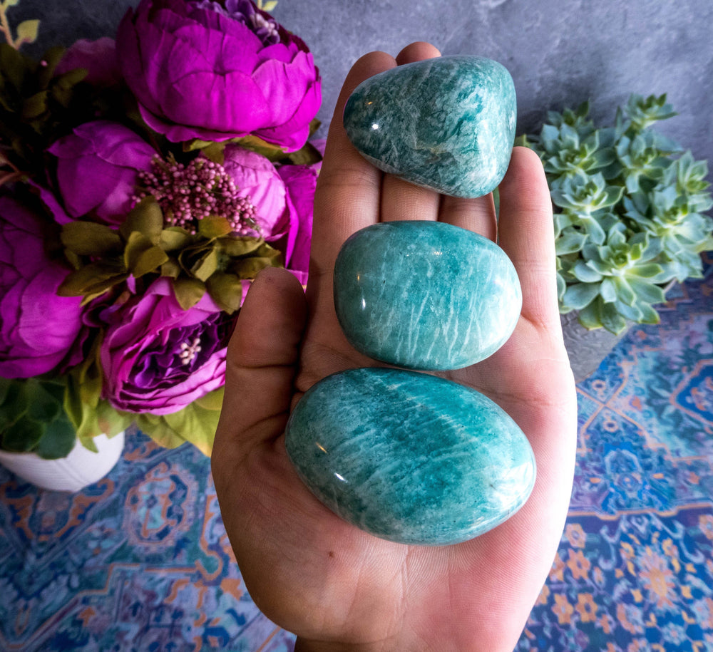 ETHICALLY SOURCED Amazonite palm stone for COURAGE (ONLINE ORDER ONLY)