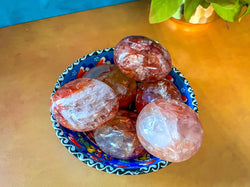 Red Hematoid quartz CRYSTAL palm stones with RAINBOWS (ONLINE ORDER ONLY)