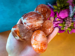 Red Hematoid quartz CRYSTAL palm stones with RAINBOWS (ONLINE ORDER ONLY)