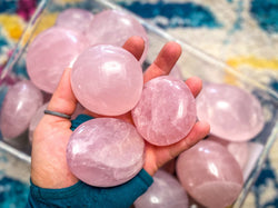 Rose Quartz Crystal Palm Stones (ONLINE ORDER ONLY)