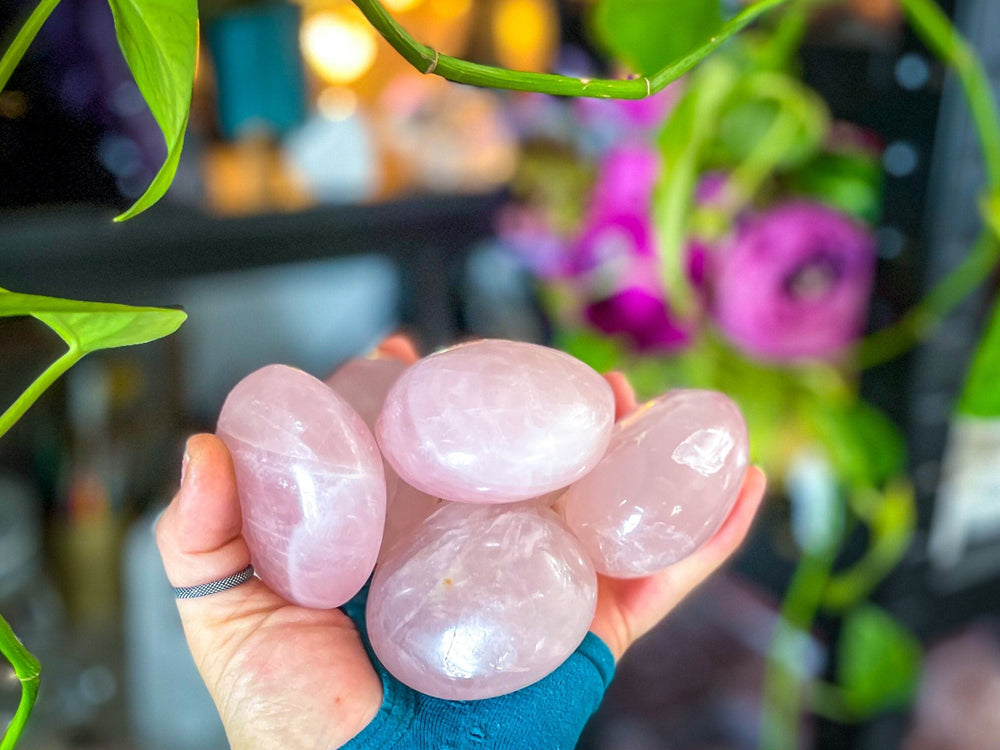 Rose Quartz Crystal Palm Stones (ONLINE ORDER ONLY)