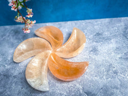 4" PEACH Selenite MOON Bowl (ONLINE ORDER ONLY)
