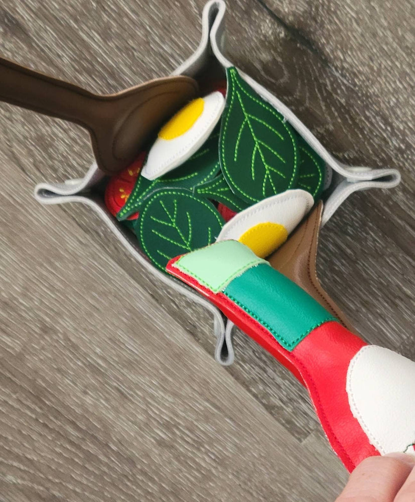 Felt Food Salad - Marine Vinyl Play Food -  pretend play - build your own salad - play kitchen - realistic toy Food - gift for teachers (ONLINE ORDER ONLY)