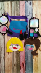 Make up Activity Bag - Doll make-up - play set - quiet activity - Busy Bag - Pretend Make-up - pretend play - personalized free - doll face (ONLINE ORDER ONLY)