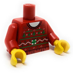 Ugly Red Christmas Tree Sweater Printed Torso made using LEGO parts - B3 Customs (Online Order Only)