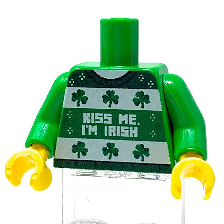 B3 Customs® Ugly Green St. Patrick's Day Kiss Me I'm Irish Sweater Printed Green Torso (Online Order Only)
