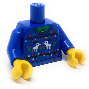 Custom Ugly Blue Christmas Reindeer Sweater Printed Torso made using LEGO parts (Online Order Only)