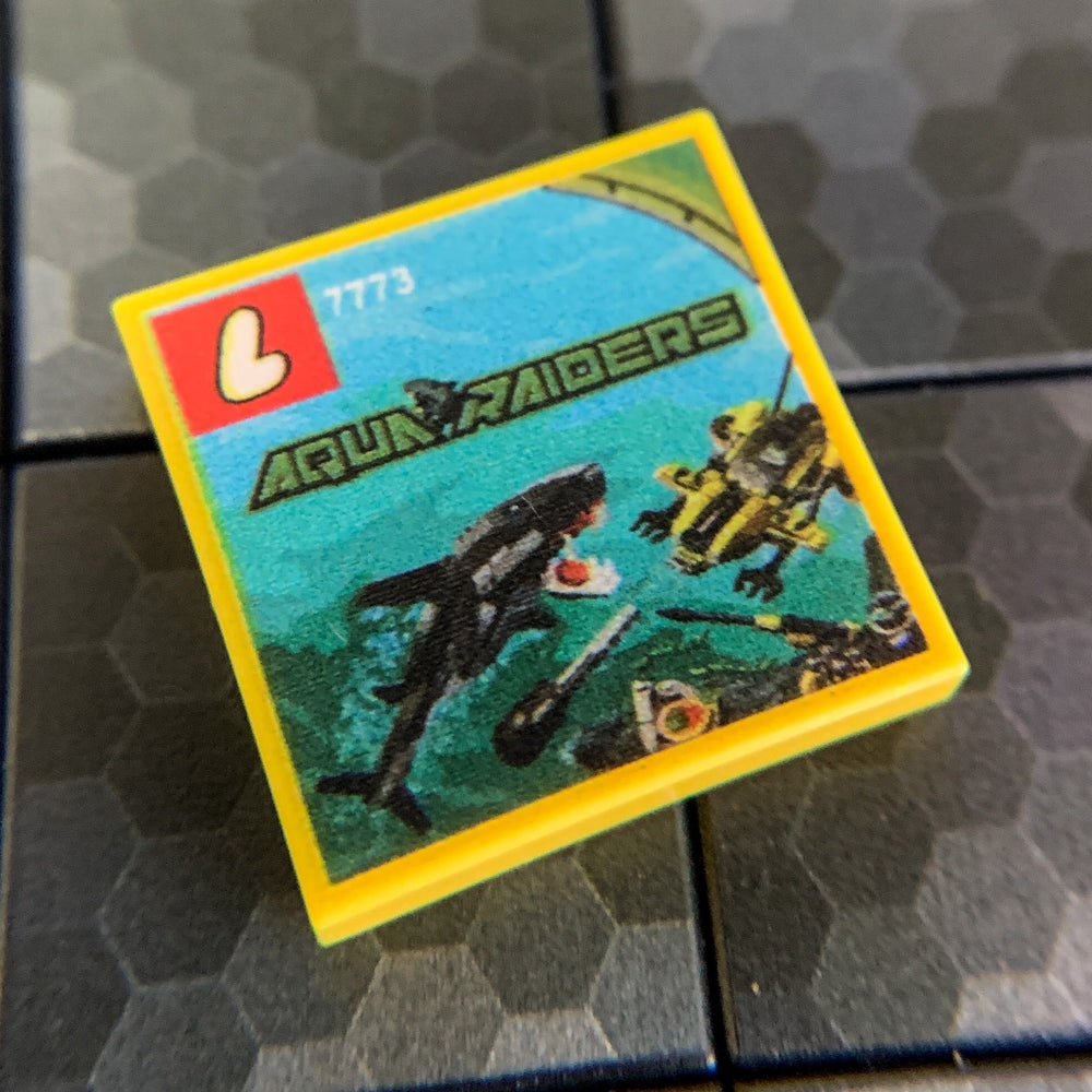 Tiger Shark Attack Aqua Raiders Set 7773 - Custom Printed 2x2 Tile (Online Order Only)
