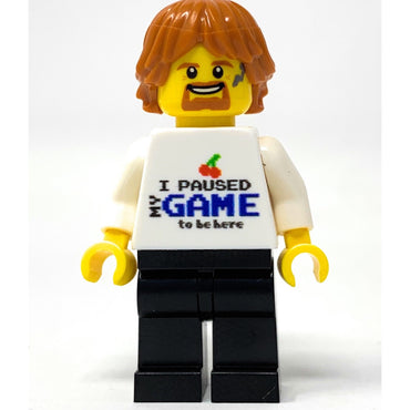 B3 Customs® Printed I Paused My Game To Be Here Minifig Torso (Gaming) made using LEGO parts (Online Order Only)