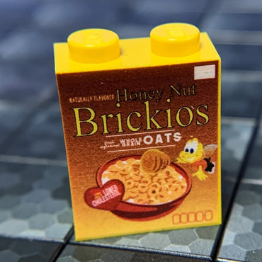 Honey Nut Brickios Cereal Custom Printed 1x2x2 Brick made using LEGO part - B3 Customs (Online Order Only)