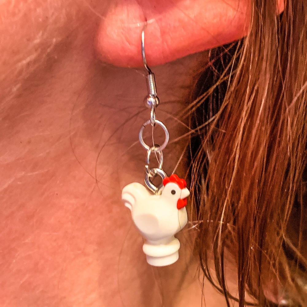 B3 Customs Chicken Earrings made from LEGO Bricks (Online Order Only)