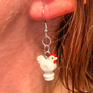 B3 Customs Chicken Earrings made from LEGO Bricks (Online Order Only)