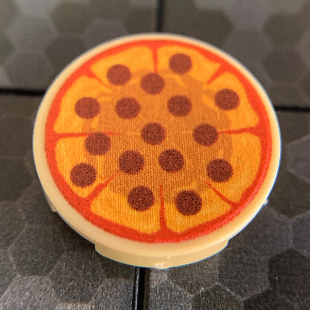 Pepperoni Pizza Pie Custom (2x2 Round Tile) made using LEGO part (Online Order Only)