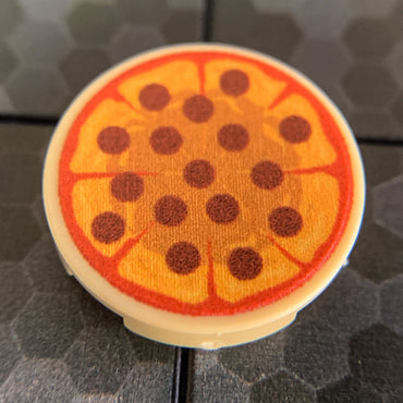 Pepperoni Pizza Pie Custom (2x2 Round Tile) made using LEGO part (Online Order Only)