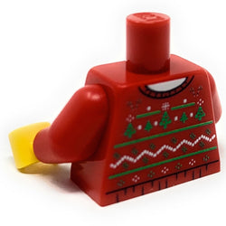 Ugly Red Christmas Tree Sweater Printed Torso made using LEGO parts - B3 Customs (Online Order Only)