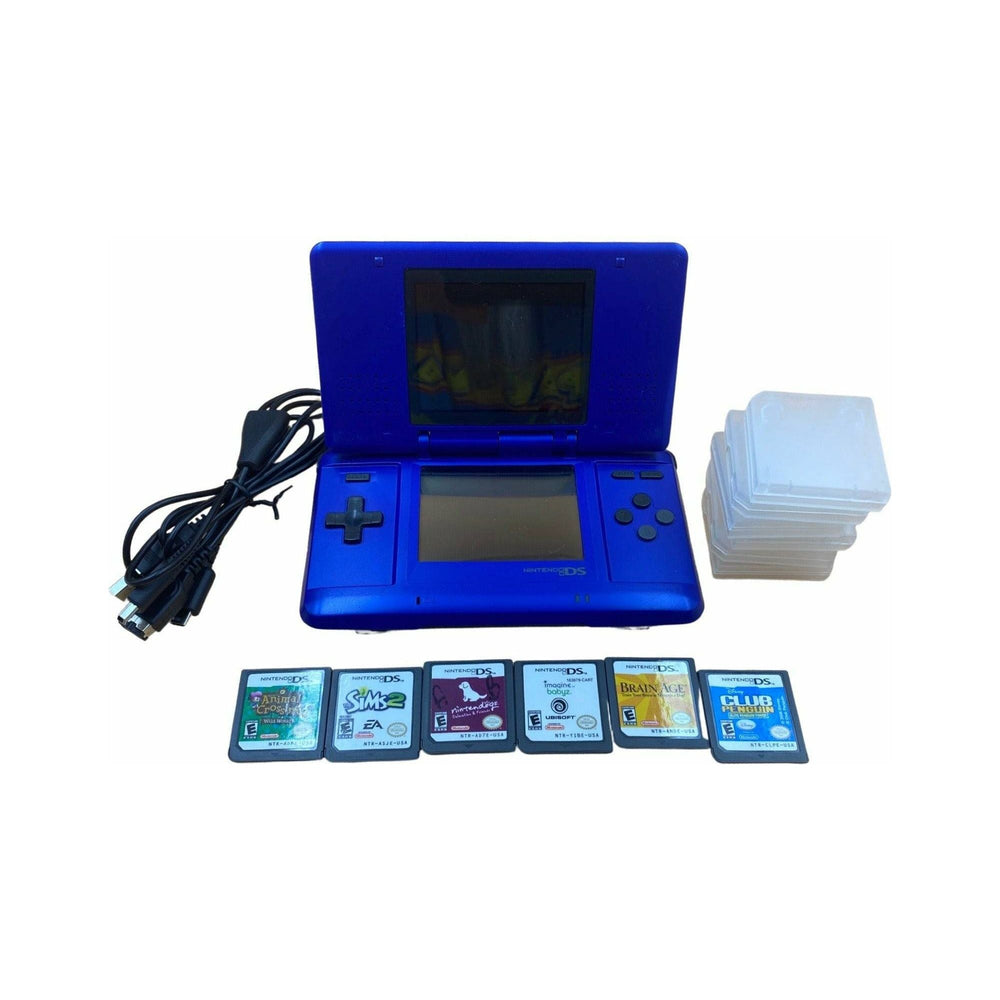 Nintendo DS Electric Blue and Animal Crossing Wild World (6 Game Bundle) (Online Order Only)