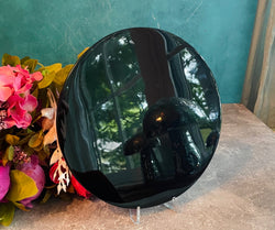 Black Obsidian Round Mirrors scrying mirror, 7 1/2 inches (ONLINE ORDER ONLY)