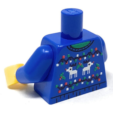 Custom Ugly Blue Christmas Reindeer Sweater Printed Torso made using LEGO parts (Online Order Only)
