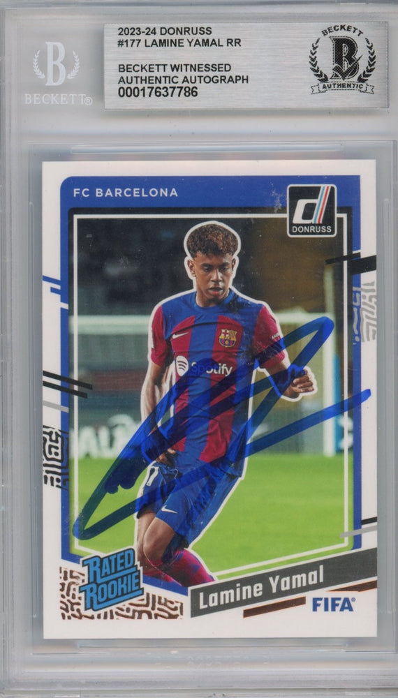 Graded 2023-24 Panini Donruss Lamine Yamal #RR Rated Rookie Signed Rookie RC Soccer Card Beckett BAS BGS Auto Auth Authentic COA (ONLINE ORDER ONLY)