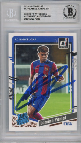 Graded 2023-24 Panini Donruss Lamine Yamal #RR Rated Rookie Signed Rookie RC Soccer Card Beckett BAS BGS Auto Auth Authentic COA (ONLINE ORDER ONLY)