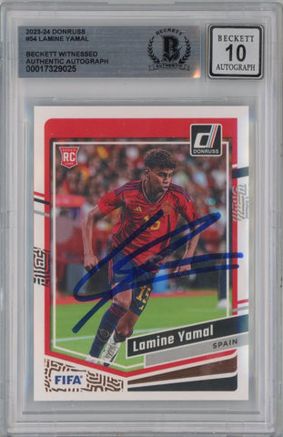 Graded 2023 Panini Donruss Lamine Yamal #LAMINE Signed Rookie RC Soccer Card Beckett BAS BGS Auto 10 (ONLINE ORDER ONLY)