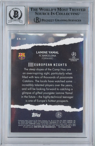 Graded 2023-24 Topps UCC Lamine Yamal #EN10 European Nights Signed Rookie RC Soccer Card Beckett BAS BGS Auto 10 (ONLINE ORDER ONLY)