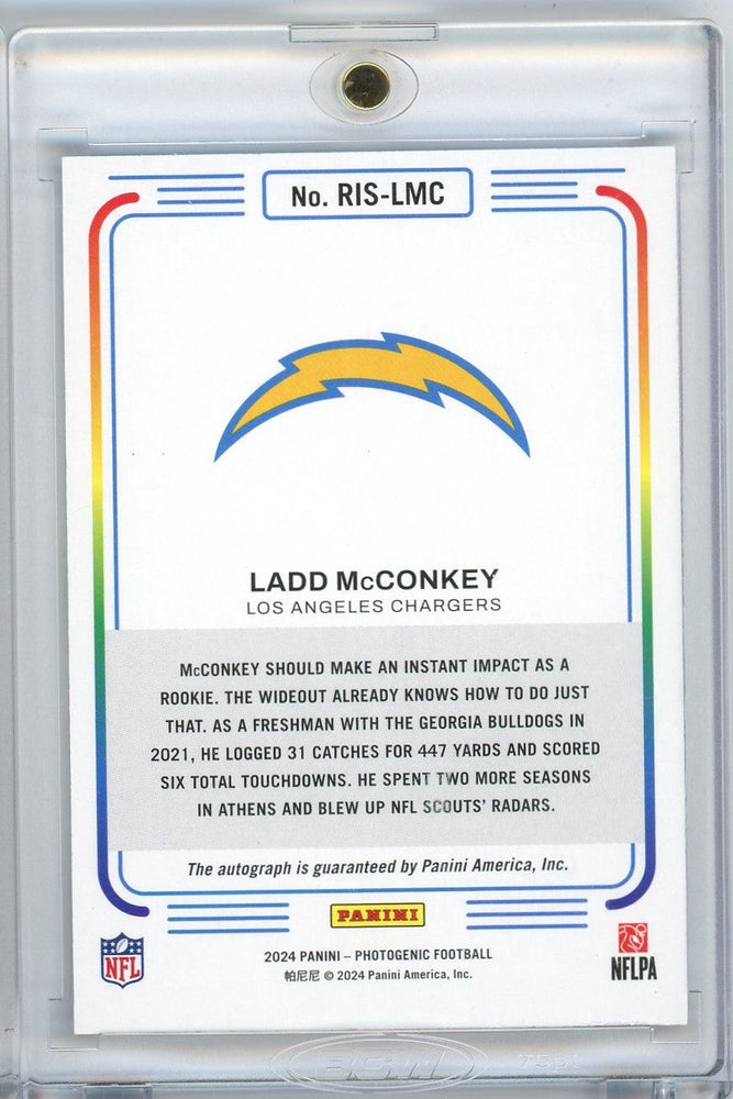 2024 Panini Photogenic Ladd McConkey #RIS-LMC Autograph Rookie RC Football Card (ONLINE ORDER ONLY)