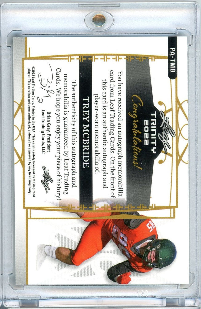 2022 Leaf Trinity Trey McBride #PA-TMB /30 RPA Autographed Rookie RC Football Card (ONLINE ORDER ONLY)