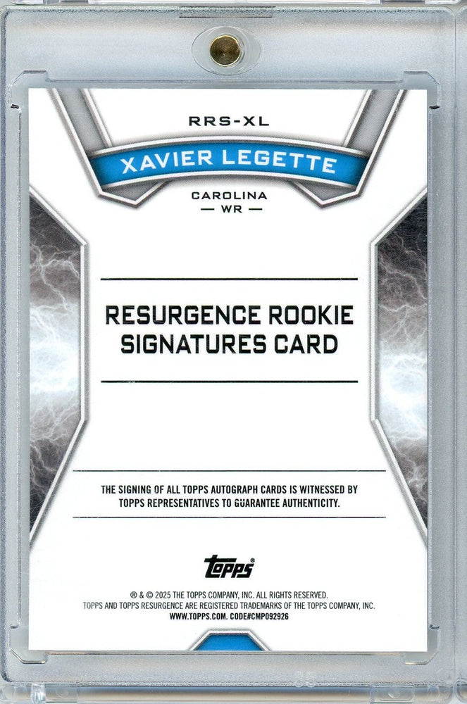 2024 Topps Resurgence Xavier Legette #RRS-XL Autographed Rookie RC Football Card (ONLINE ORDER ONLY)