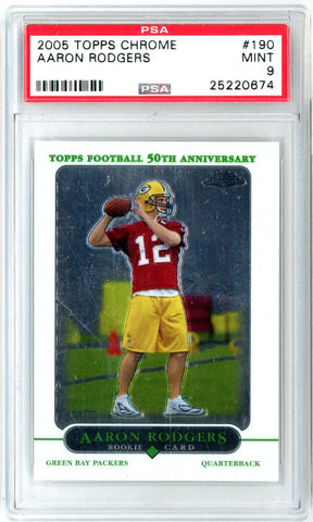 Graded 2005 Topps Chrome Aaron Rodgers #190 Rookie RC Football Card PSA 9 Mint (ONLINE ORDER ONLY)