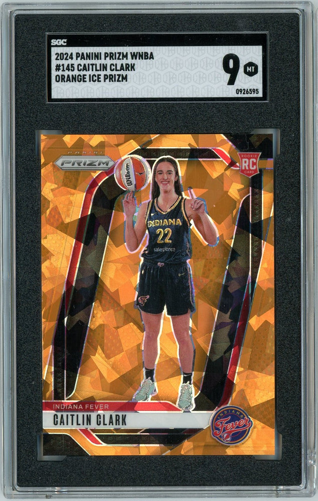 Graded 2024 Panini Prizm Orange Ice Prizm Caitlin Clark #145 Rookie RC Basketball Card SGC 9 (ONLINE ORDER ONLY)