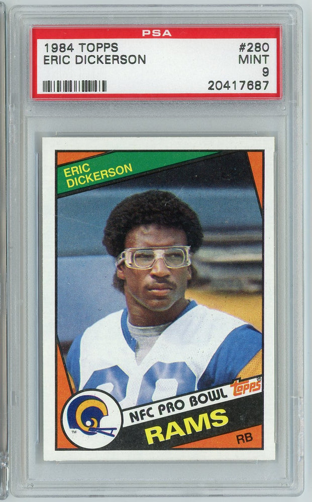 Graded 1984 Topps Eric Dickerson #RAMS Rookie RC Football Card PSA 9 Mint (ONLINE ORDER ONLY)