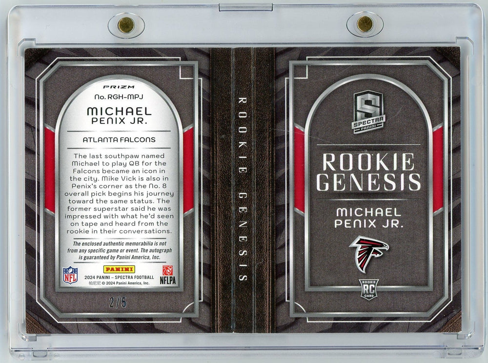 2024 Panini Spectra Rookie Genesis Michael Penix Jr #RGH-MPJ RPA Booklet Auto /5 Rookie RC Football Card (ONLINE ORDER ONLY)