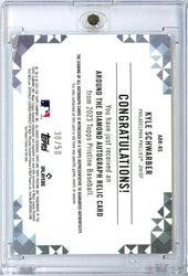 2023 Topps Pristine Kyle Schwarber #ADR-KS /50 Around the Diamond Auto Relic Philadelphia Phillies Baseball Card (ONLINE ORDER ONLY)