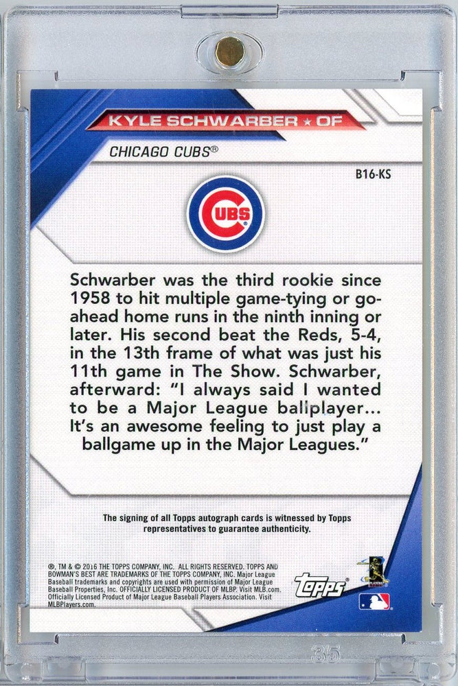 2016 Bowman Best Kyle Schwarber #B16-KS /99 Auto Rookie RC Baseball Card (ONLINE ORDER ONLY)