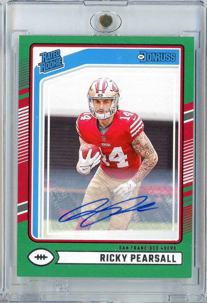 2024 Panini Donruss Ricky Pearsall #318 Green Parallel Auto Rookie RC Football Card (ONLINE ORDER ONLY)