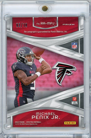 2024 Panini Spectra Orange Auto Michael Penix Jr #RAMPJ /10 Rookie RC Football Card (ONLINE ORDER ONLY)