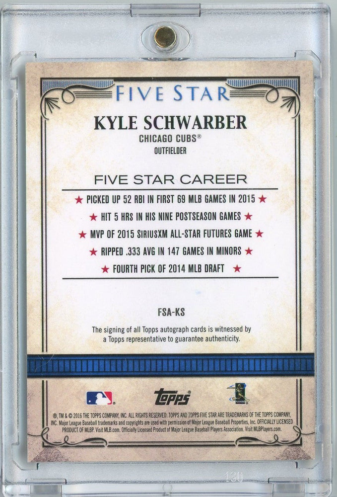 2016 Topps Five Star Kyle Schwarber #FSA-KS On Card Auto Rookie RC Baseball Card (ONLINE ORDER ONLY)
