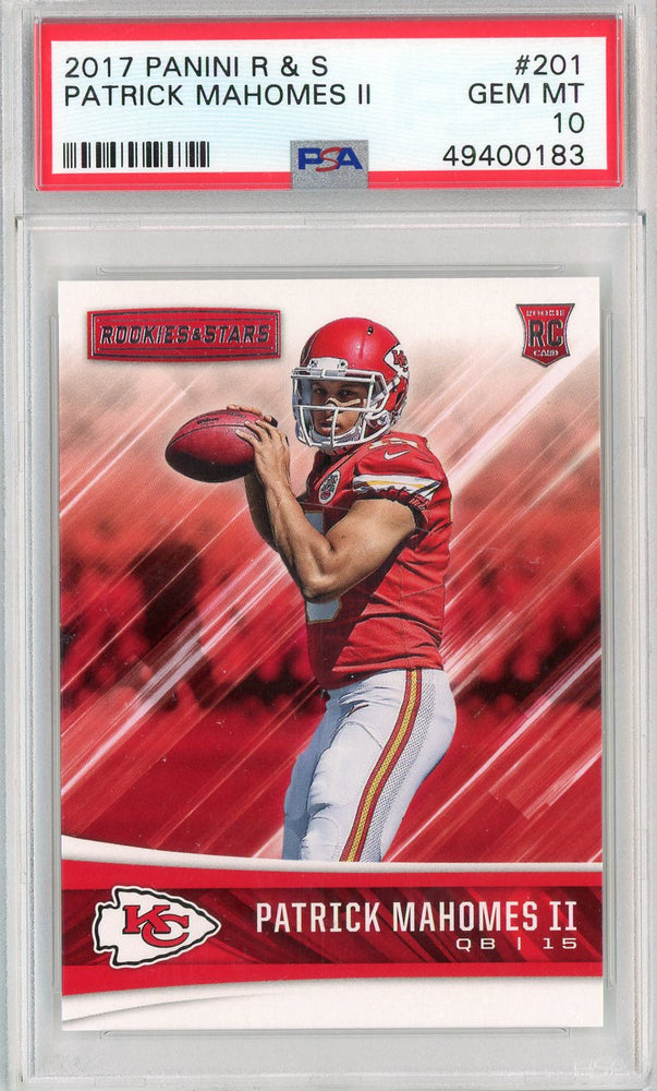 Graded 2017 Panini Rookies & Stars Patrick Mahomes II #201 Rookie RC Football Card PSA 10 Gem Mint (ONLINE ORDER ONLY)