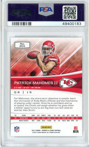 Graded 2017 Panini Rookies & Stars Patrick Mahomes II #201 Rookie RC Football Card PSA 10 Gem Mint (ONLINE ORDER ONLY)