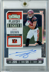 2023 Panini Contenders Playoff Ticket Chase Brown #105  /149 Auto Rookie RC Football Card (ONLINE ORDER ONLY)