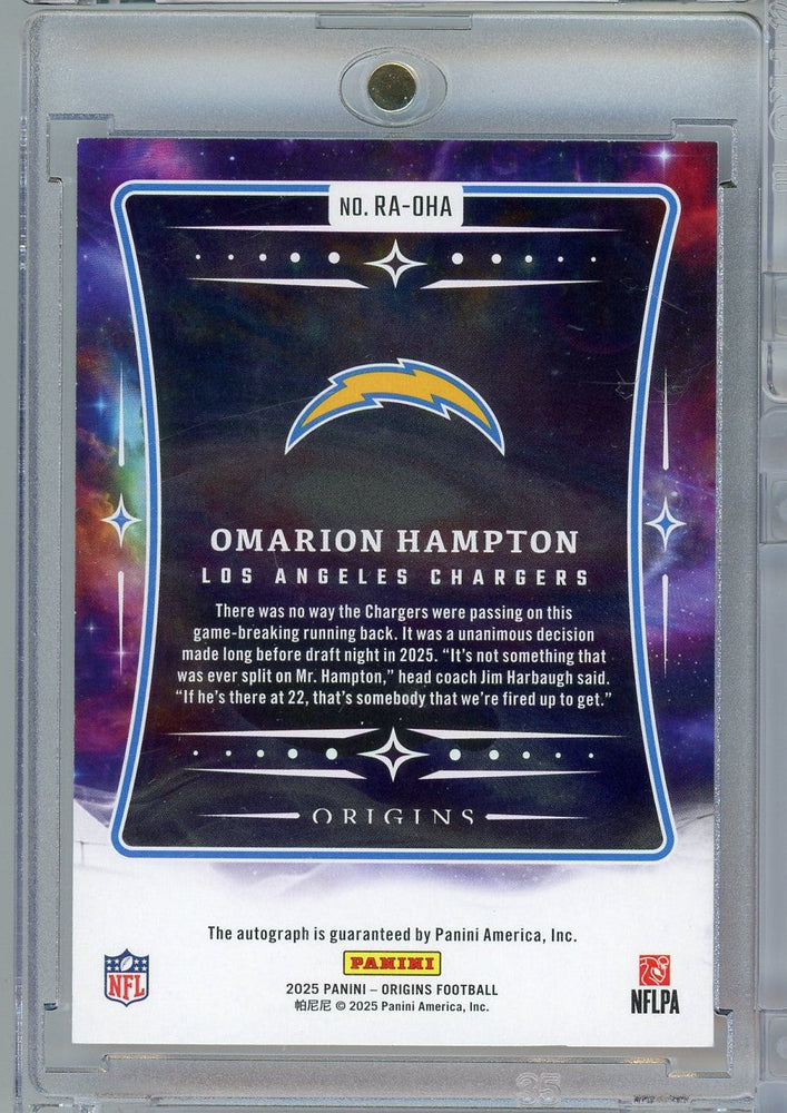 2025 Panini Origins Omarion Hampton #RAOHA /75 Orange Auto Rookie RC Football Card (ONLINE ORDER ONLY)