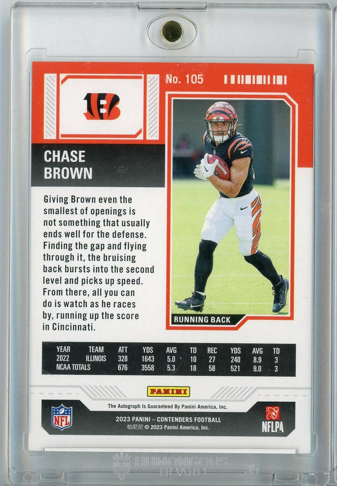 2023 Panini Contenders Playoff Ticket Chase Brown #105  /149 Auto Rookie RC Football Card (ONLINE ORDER ONLY)