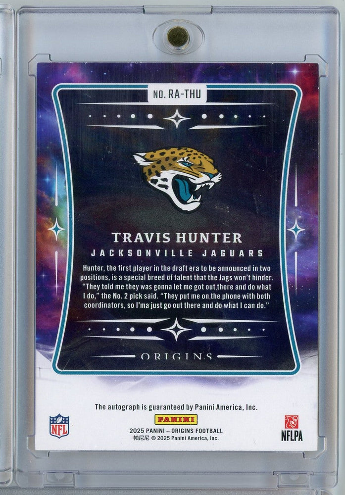 2025 Panini Origins Travis Hunter #RA-THU 02/10 Gold Auto Rookie RC Football Card (ONLINE ORDER ONLY)