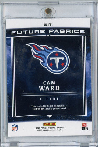 2025 Panini Origins Future Fabrics Cam Ward #FF1 /199 Relic Rookie RC Football Card (ONLINE ORDER ONLY)