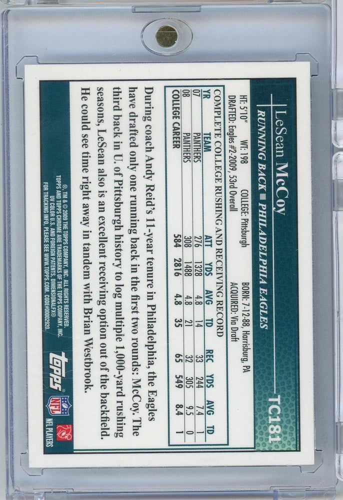 2009 Topps Chrome LeSean McCoy #TC181 Auto Philadelphia Eagles Rookie RC Football Card (ONLINE ORDER ONLY)
