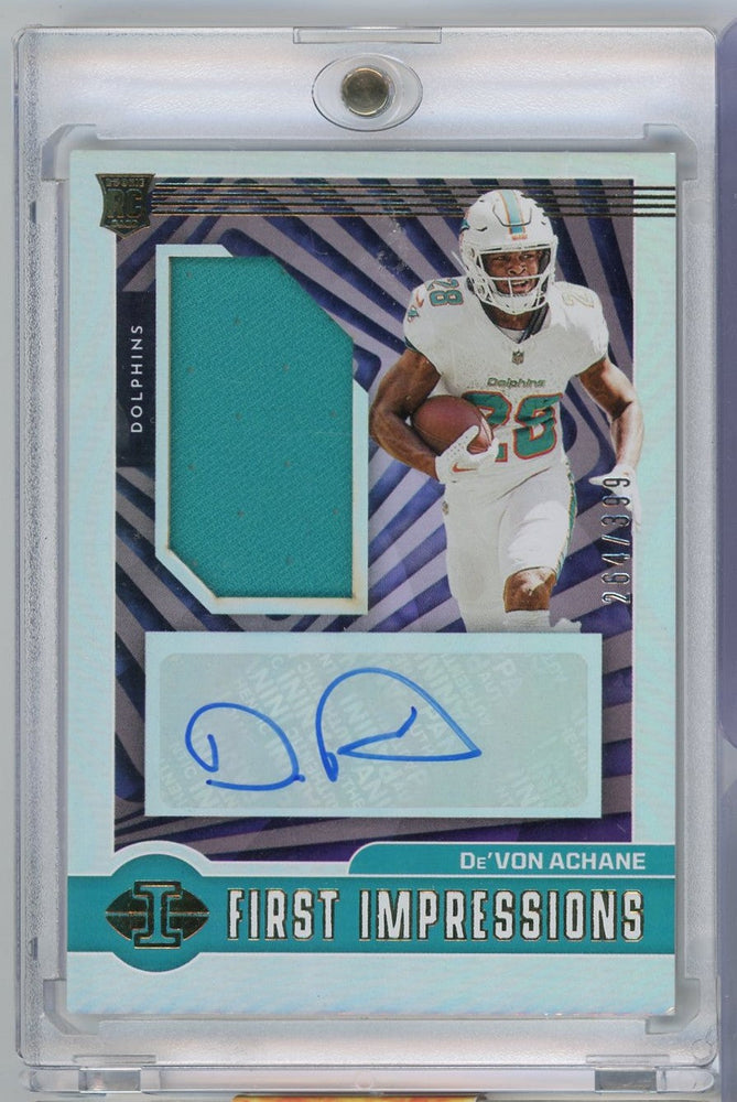 2023 Panini Illusions Devon Achane #109 /399 First Impressions Autograph Rookie RC Football Card (ONLINE ORDER ONLY)