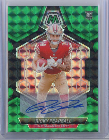 2024 Panini Mosaic Ricky Pearsall #331 25/25 Green Auto Rookie RC Football Card (ONLINE ORDER ONLY)
