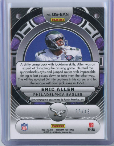 2024 Panini Obsidian Orbital Eric Allen #OSEAN Auto /49 Philadelphia Eagles Football Card (ONLINE ORDER ONLY)