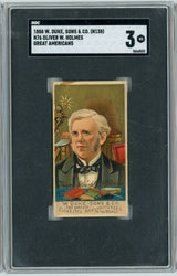 Graded 1888 N76 W. Duke, Sons & Co. Great Americans #OWH Oliver W. Holmes Baseball Tobacco Card SGC 3 (ONLINE ORDER ONLY)